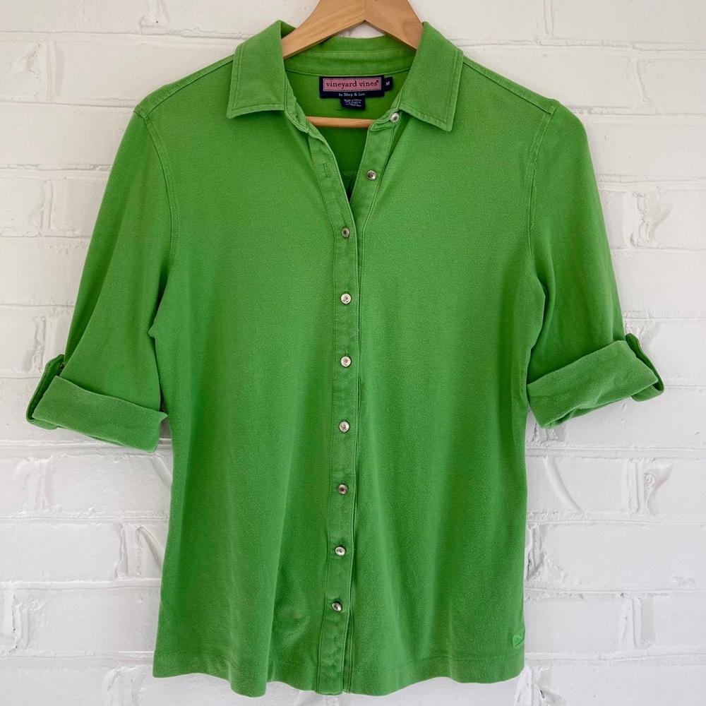 Green Vineyard Vines Pima Cotton 3/4 Sleeve Polo